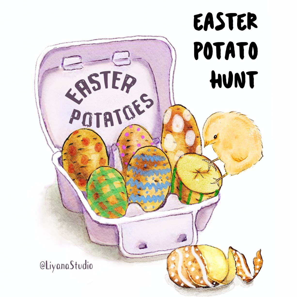 Potato Egg Hunt - Inflation Egg Easter Cards Greeting & Note Cards