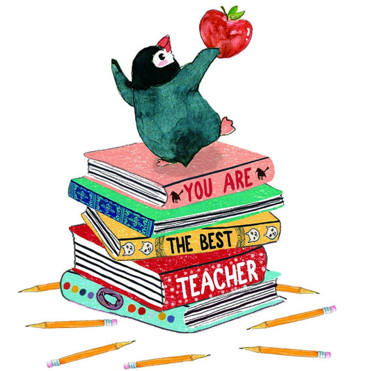 Teacher Appreciation Thank You Cards From Kids - You Are The Best Teacher Ever Apple Gift - Baby Penguin Greeting Cards - Liyana Studio