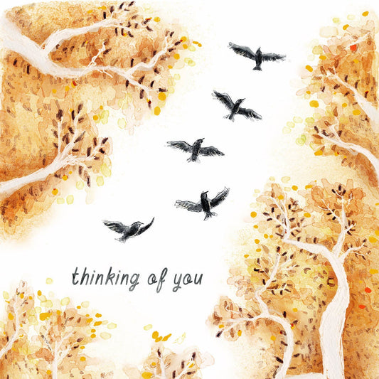 Bird And Tree Sympathy Card For Loss - Thinking Of You Card - Liyana Studio Handmade Greetings