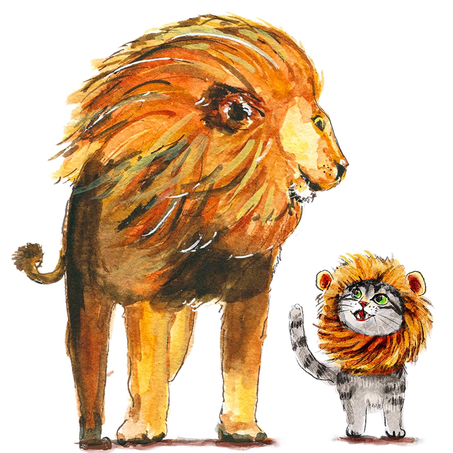 Lion Cat Stepdad Fathers Day Card From Stepkid - Cat Birthday Card For Bonus Dad Gift - Liyana Studio Greetings Handmade