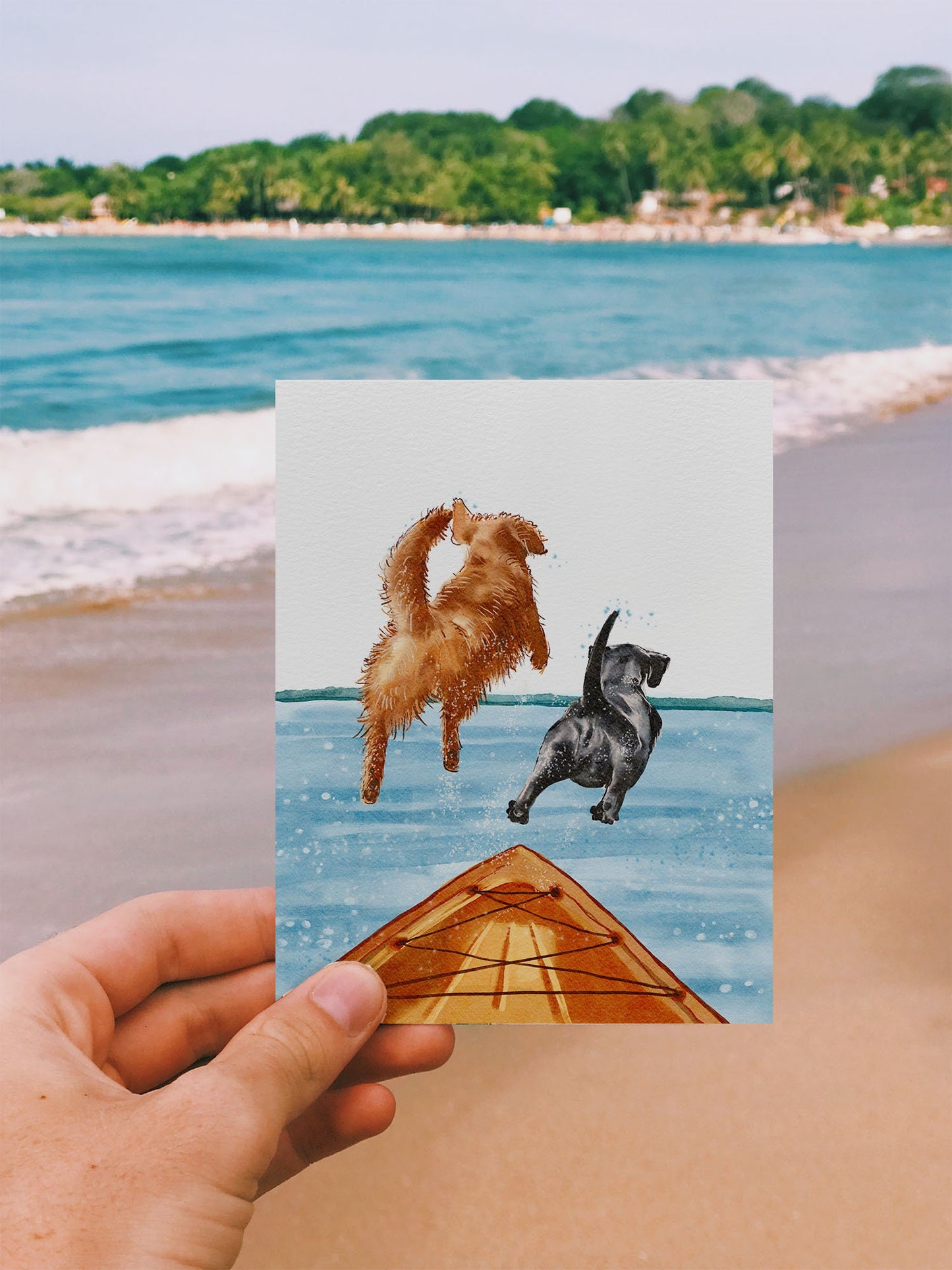 Jump Off Boat Dog Birthday Card For Dog Lovers - Summer Birthday Cards For Lake Lover