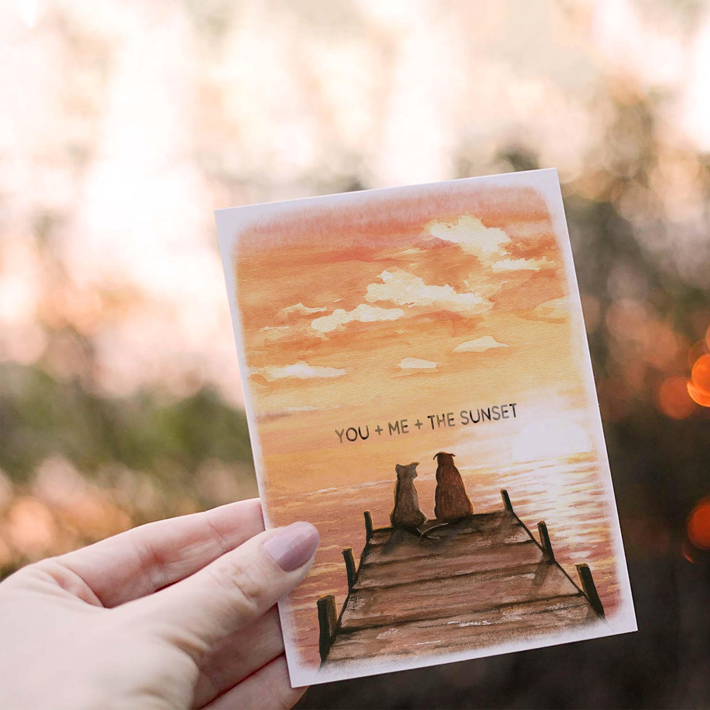 Pier Sunset Valentine's Day Card For Husband - You And Me And The Sunset Lake Boat Dock Love Card - Wedding Anniversary Cards For Him