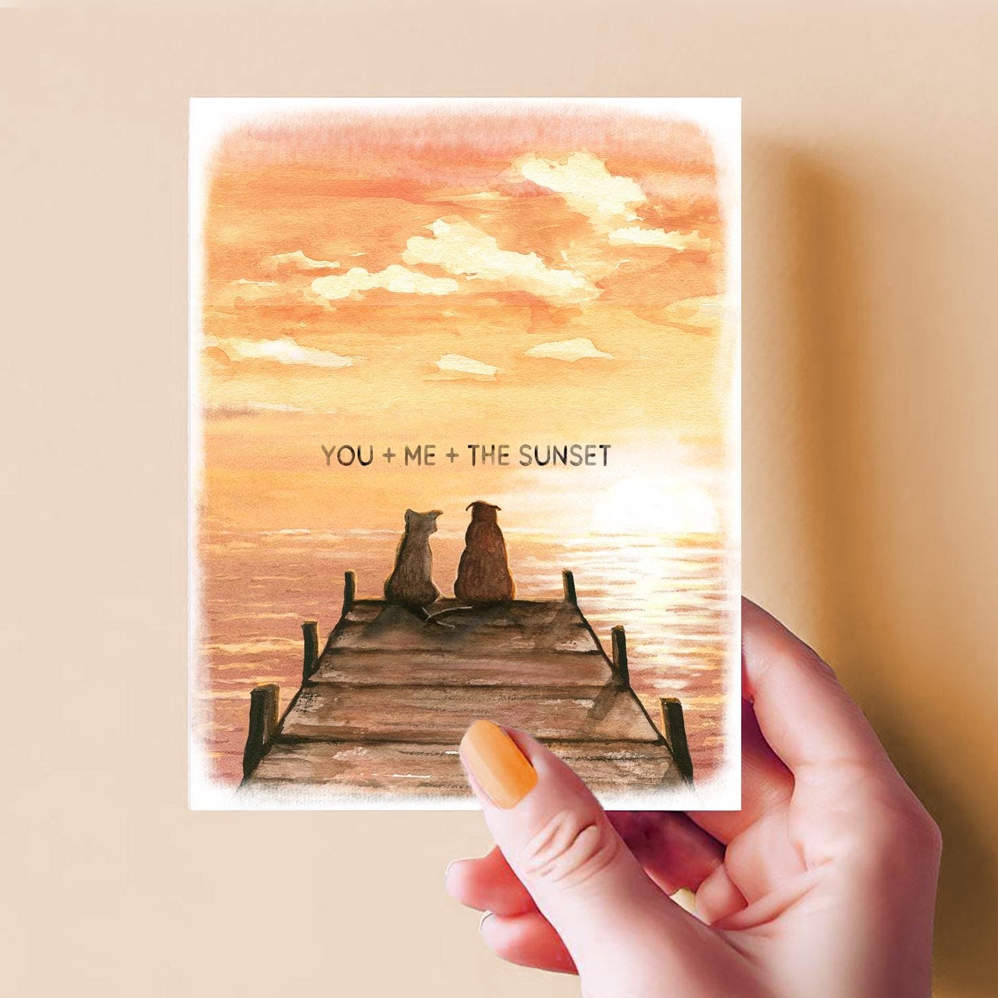 Pier Sunset Valentine's Day Card For Husband - You And Me And The Sunset Lake Boat Dock Love Card - Wedding Anniversary Cards For Him