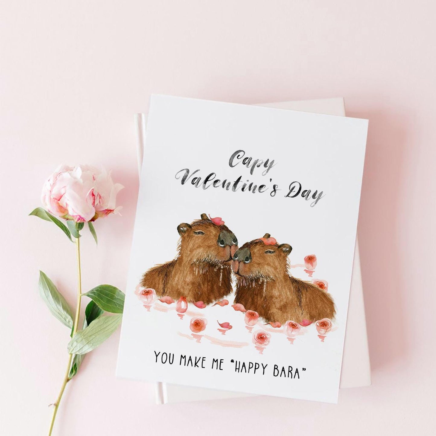 Capybara Funny Valentines Day Card For Husband - Bathing Capybara I Love You Card For Boyfriend - Liyana Studio Handmade Greetings