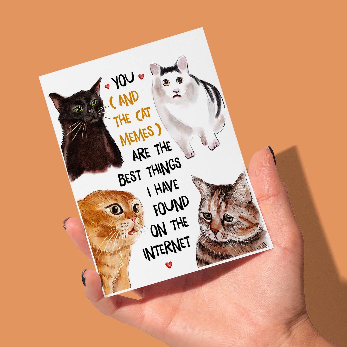 Cat Meme Funny Valentines Day Card For Husband - Internet Online Dating Anniversary Card For Boyfriend - Liyana Studio Handmade Greetings