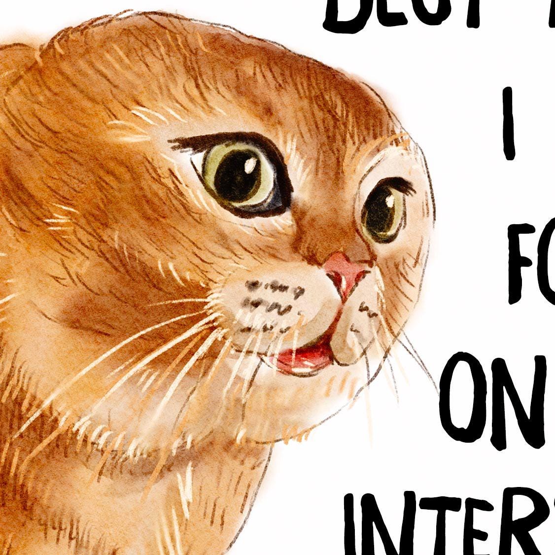 Cat Meme Funny Valentines Day Card For Husband - Internet Online Dating Anniversary Card For Boyfriend - Liyana Studio Handmade Greetings
