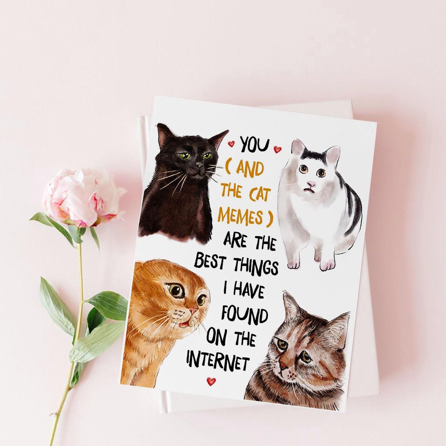 Cat Meme Funny Valentines Day Card For Husband - Internet Online Dating Anniversary Card For Boyfriend - Liyana Studio Handmade Greetings