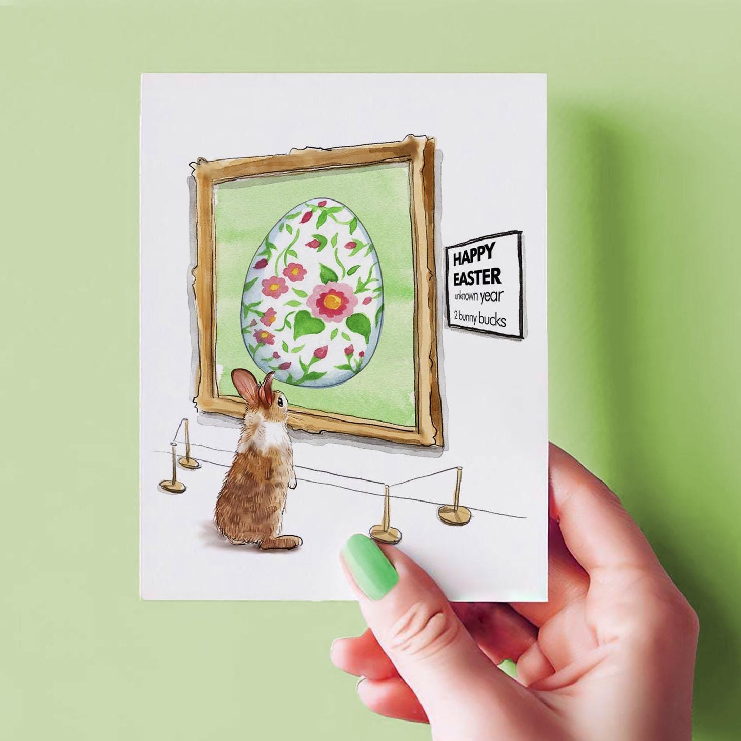Bunny Easter Art Funny Easter Cards For Kids - Watercolor Egg Easter Gifts For Granddaughter