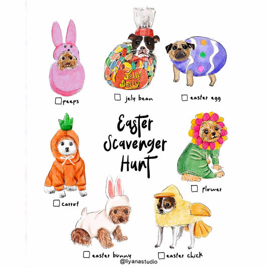 Dog Easter Scavenger Hunt For Kids - Egg Chick Bunny Easter Cards For Granddaughter - Easter Game Gifts