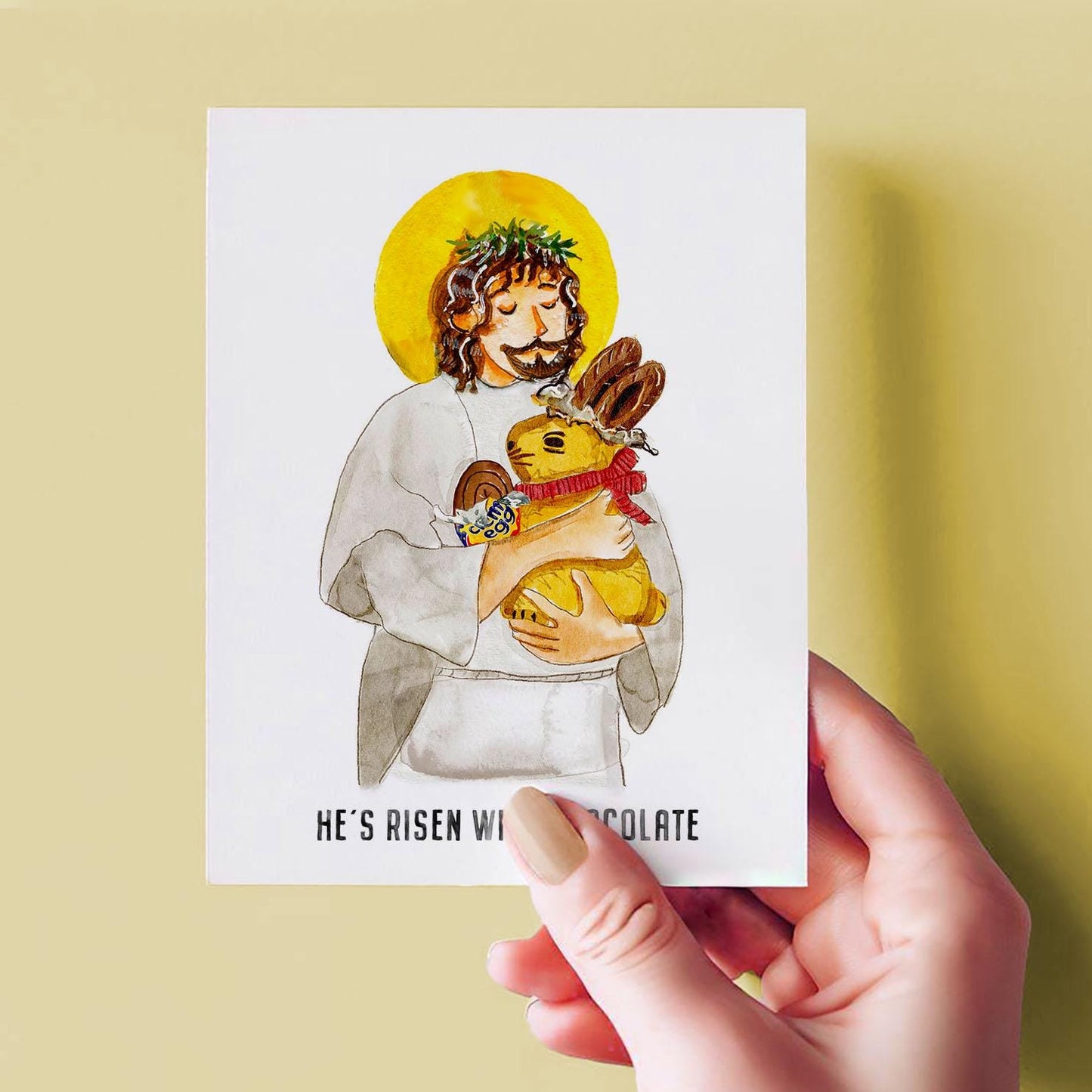 Religious Easter Cards Funny - He Is Risen With Chocolate Easter Gifts - Chocolate Rabbit Creme Egg Easter Candy Card