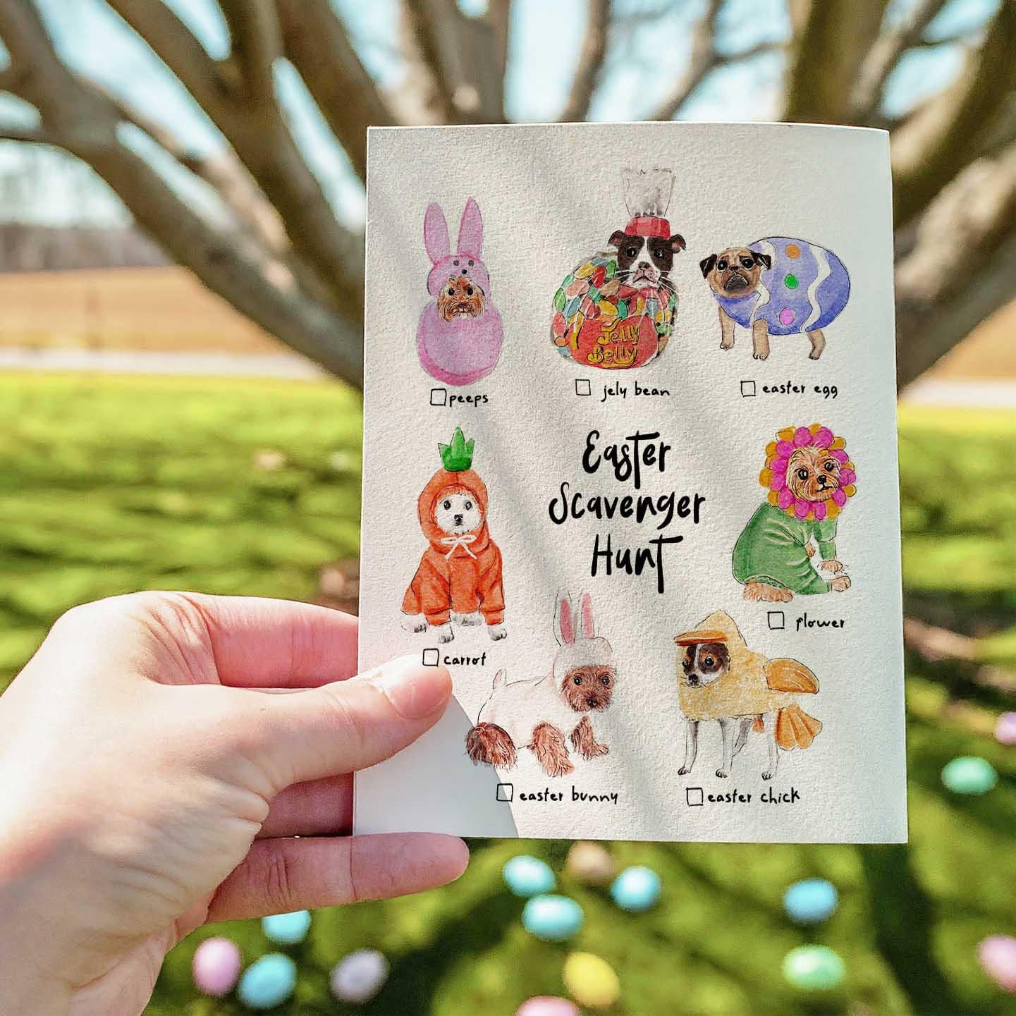 Dog Easter Scavenger Hunt For Kids - Egg Chick Bunny Easter Cards For Granddaughter - Easter Game Gifts
