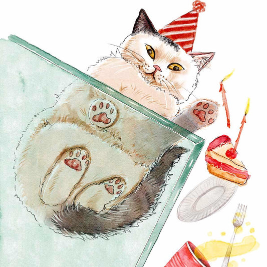 Knock It Off Cat Birthday Cards Funny - Happy Birthday Cat Gift For Cat Lover - Liyana Studio Handmade Greeting Cards