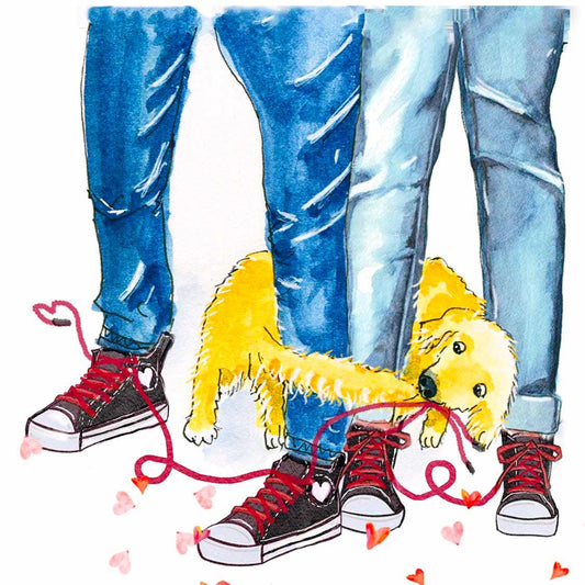 13 Years Lace Anniversary Card For Husband - Shoe Lace Dog Tie The Knot Gift for Wife - Funny 13th Anniversary Cards For Him - Liyana Studio