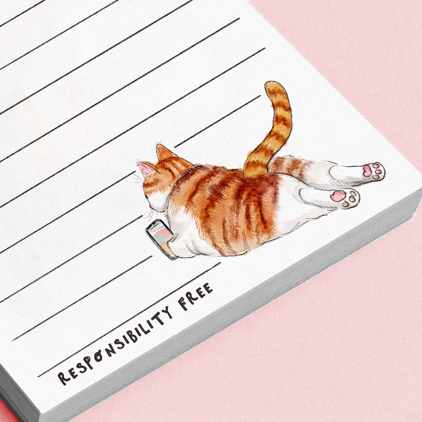 Cat Responsibilities Notepad - Cute To do List Note Pad - Funny Memo Pad Stationery Gift For Cat Lover - Handmade By Liyana Studio Greetings