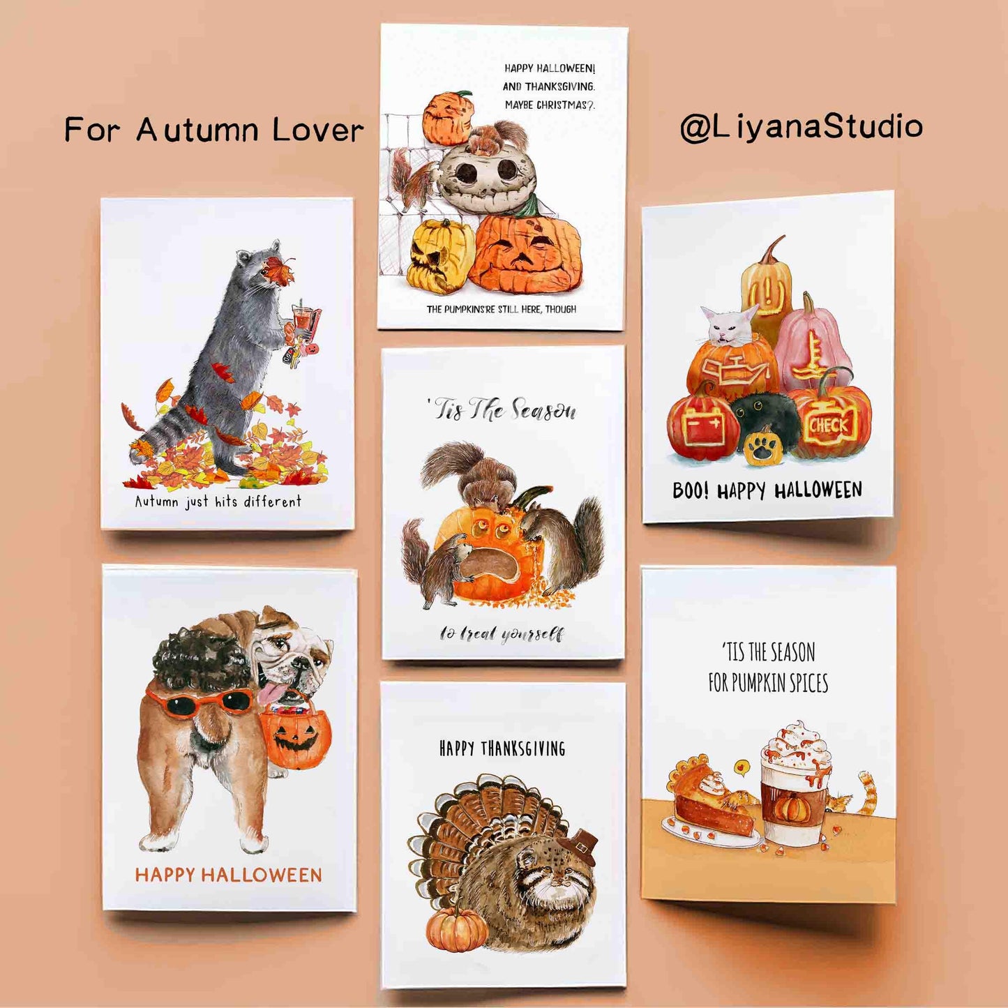 Autumn Leave Racoon Card For Girlfriend – Fall Just Hit Different - Funny Raccoon Happy Thanksgiving Cards – Cute Fall Gift Holiday Greeting