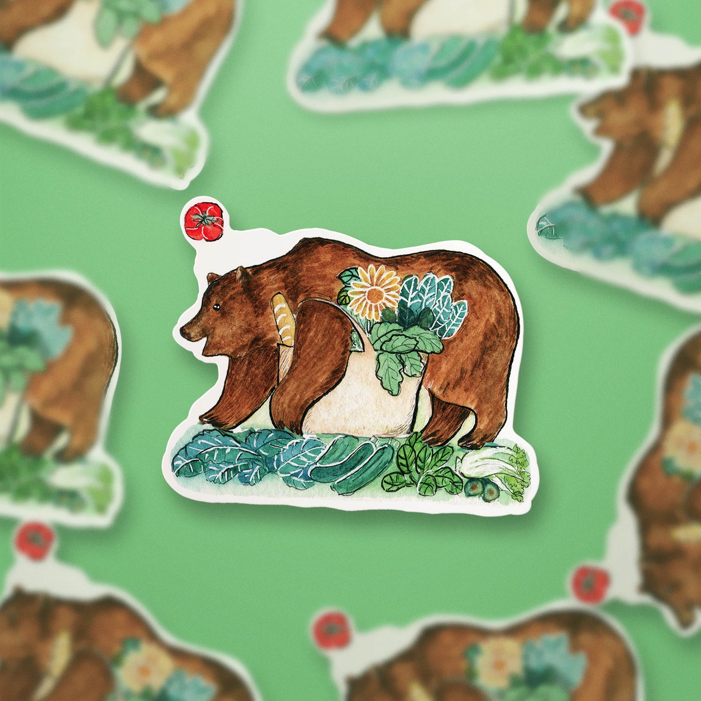 Farmers Market Bear - Liyana Studio Decorative Stickers