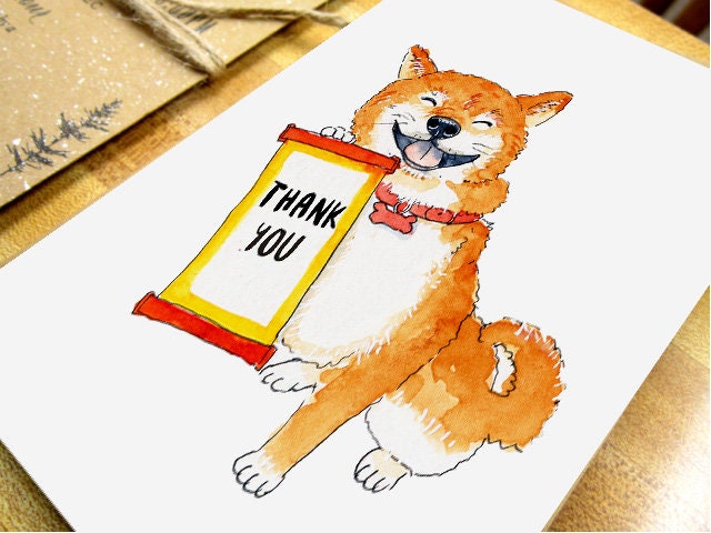 Shiba Inu Funny Thank You Cards Set - Doge Meme Cards Funny