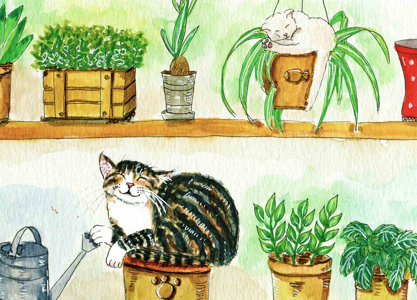 Plant Lady Is The New Cat Lady, Cat Art, Garden Art, Watercolor Art, Cat Print Watercolor Print Nursery Decor, Garden Decor, Botanical Print