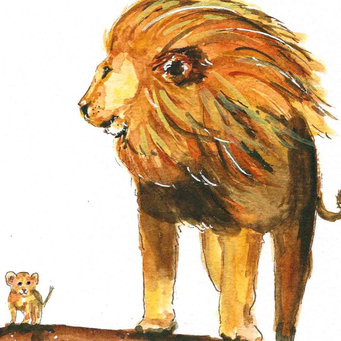 Lion Dad And Baby Cub Fathers Day Card From Kid - To The King Of Our Pride - Personalized Fathers Day Gift From Wife