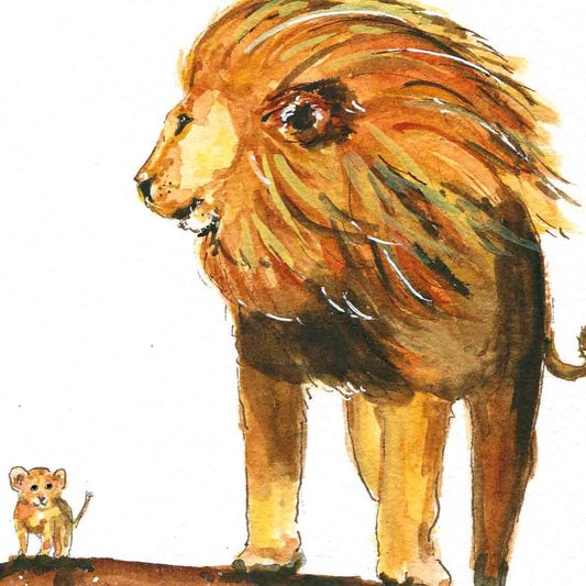 Lion Dad And Baby Cub Fathers Day Card From Kid - To The King Of Our Pride - Personalized Fathers Day Gift From Wife