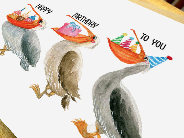 Pelican Birds Birthday Card