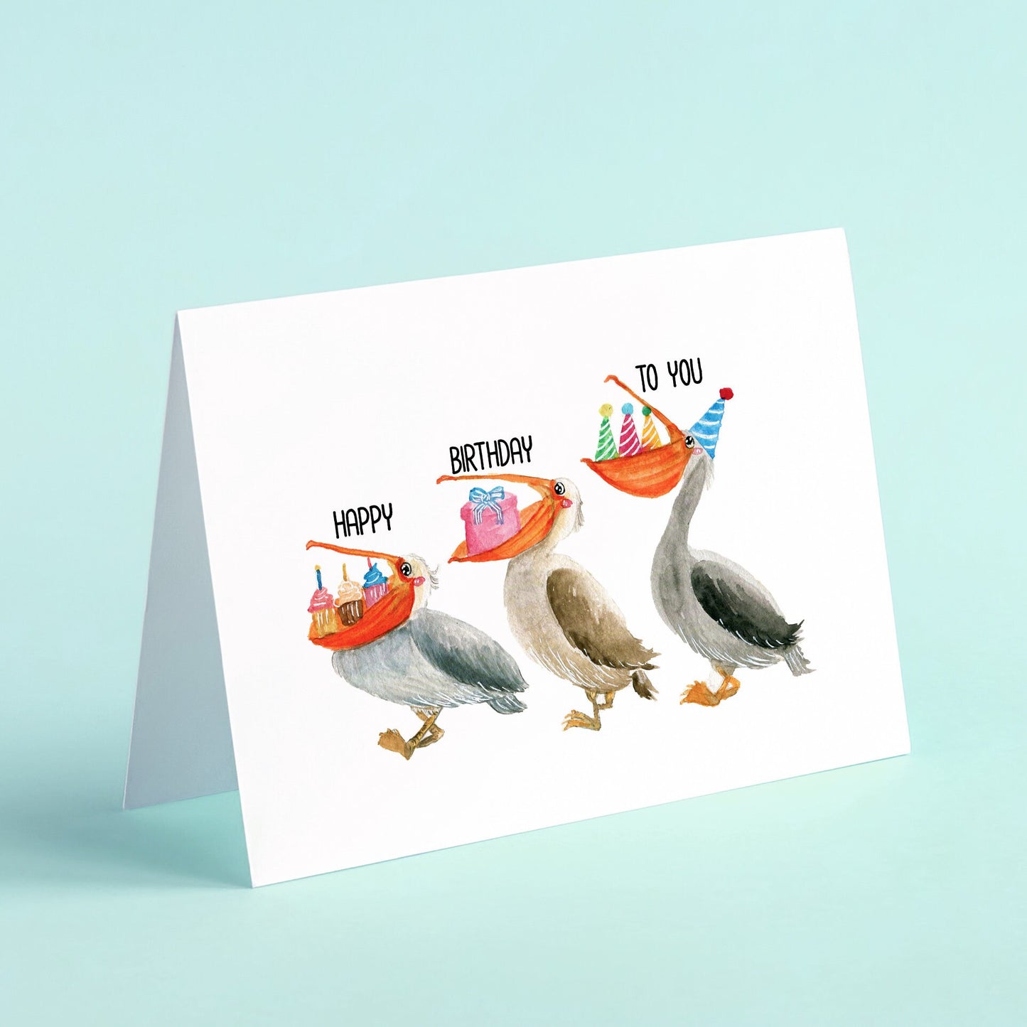 Pelican Birds Birthday Card