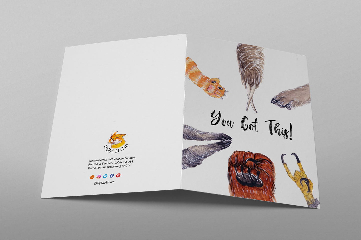 You Got This Encouragement Card For Her, Animals Paws Fist Bump High Five Motivation Cards For Friends, Funny New Job Card For Him, New Job