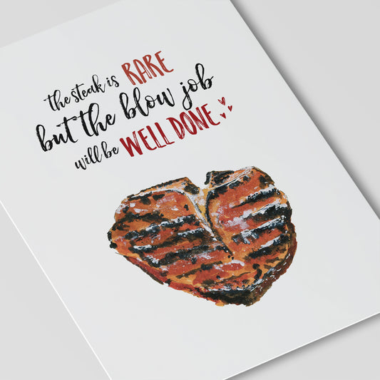 Steak and Blowjob Love Day Card For Boyfriend, Funny Steak Love Card For Him, Funny Love Card For Husband, Naughty Valentines Card