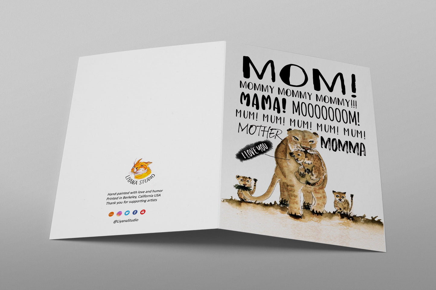 Funny Lion Mom Card, I Love You Mum, Funny Mom Card From Baby Lions, Funny Mother's Day Card, Mom Birthday Card, Mom Love You Card For Wife