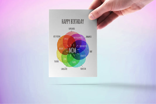 Mom Birthday Card - Rainbow Venn Diagram Chart