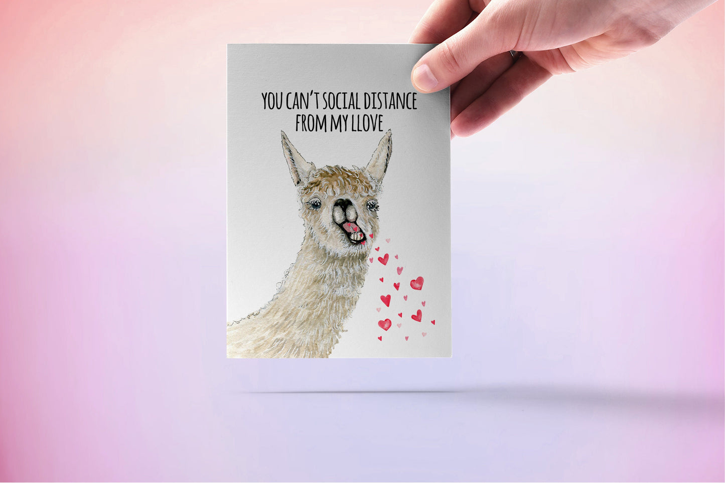 Funny Llama Spits Love Valentines Day Card Funny Pandemic - Social Distancing Card For Him, Quarantine Anniversary Cards For Husband