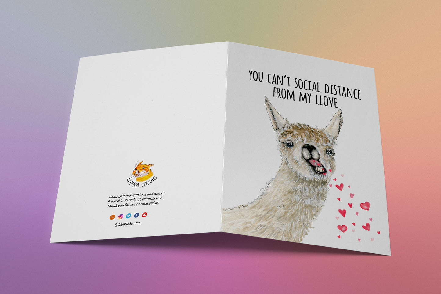 Funny Llama Spits Love Valentines Day Card Funny Pandemic - Social Distancing Card For Him, Quarantine Anniversary Cards For Husband