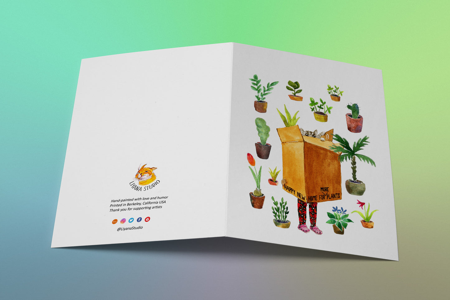 Happy New Home For More Plants Card, Cute Houseplant Card, Funny Housewarming Card For Friends, New Home Gift, Plant Lady Cat Lover Gift