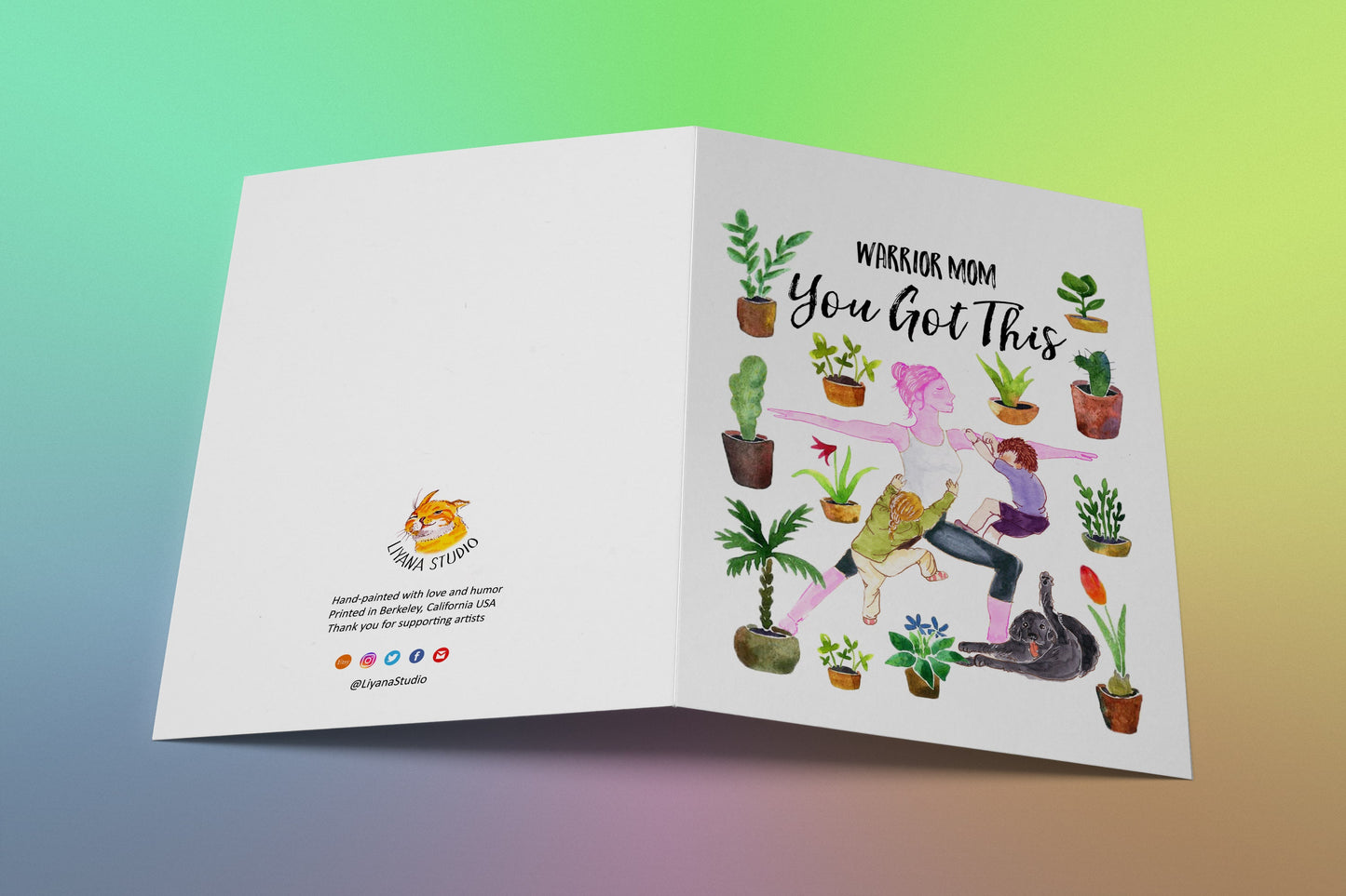 Yoga Botanical Funny Mom Card, Plant Mom Gifts For Best Friend, Funny Mother Birthday Cards, Warrior Post Encouragement Card You Got This