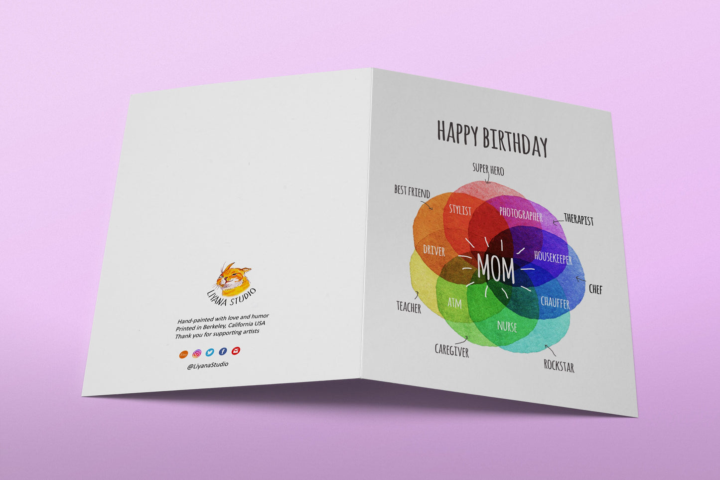 Mom Birthday Card - Rainbow Venn Diagram Chart