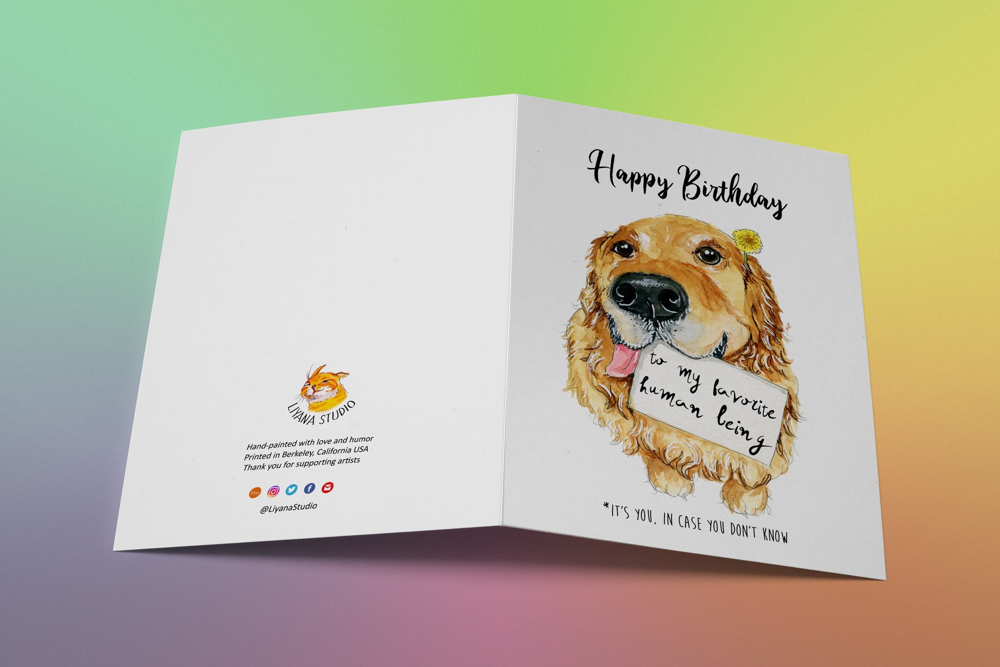 Personalized Birthday Card From Dog - Golden Retriever Dogs Gifts - Happy Birthday To My Favorite Human Being