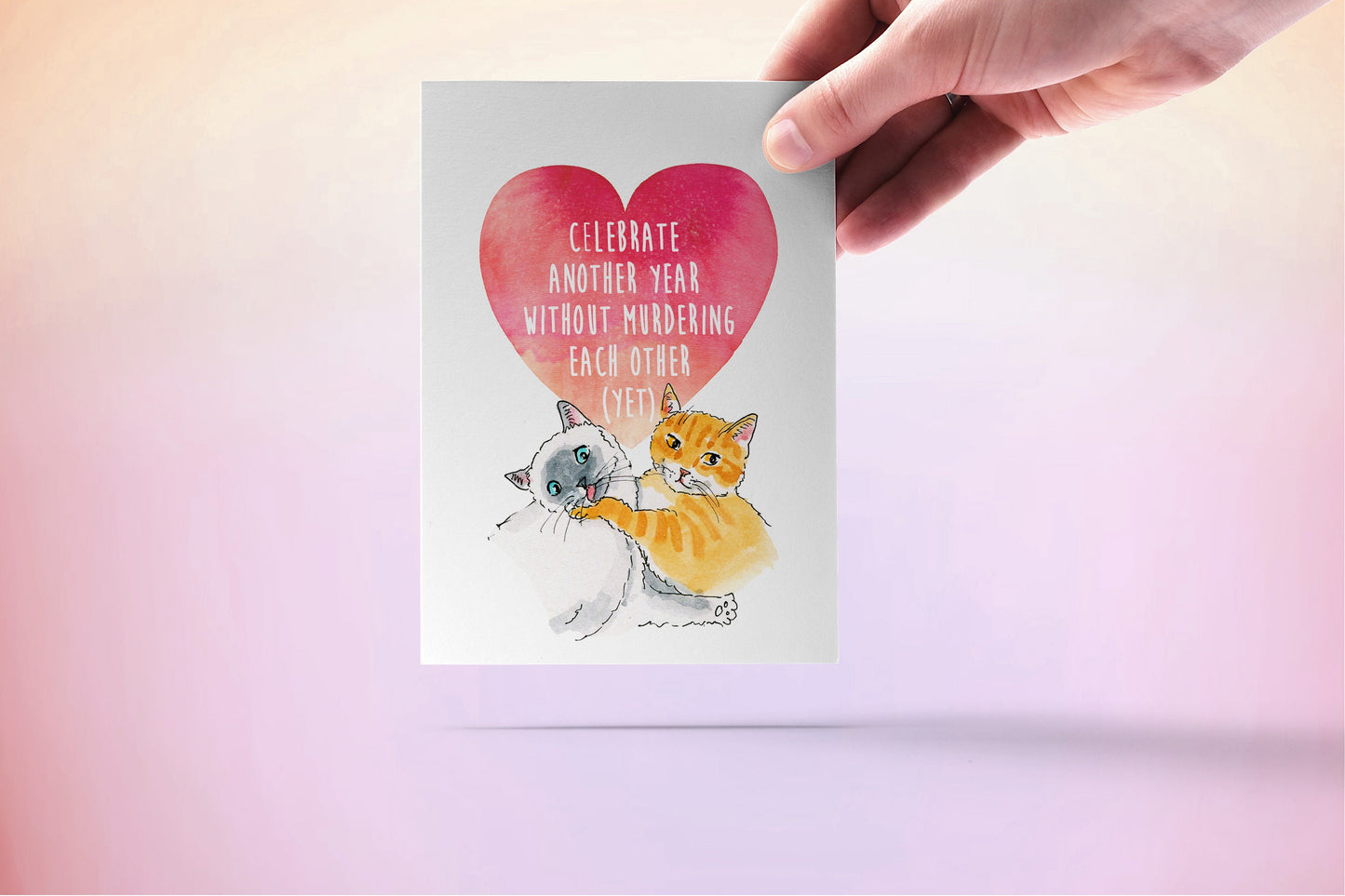 Funny Anniversary Card For Boyfriend - Murder Cats Couple - Boyfriend Anniversary Card