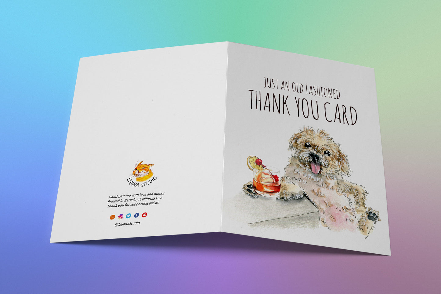 Funny Birthday Card - Old Fashioned Cocaktail Bichon Frise Dog