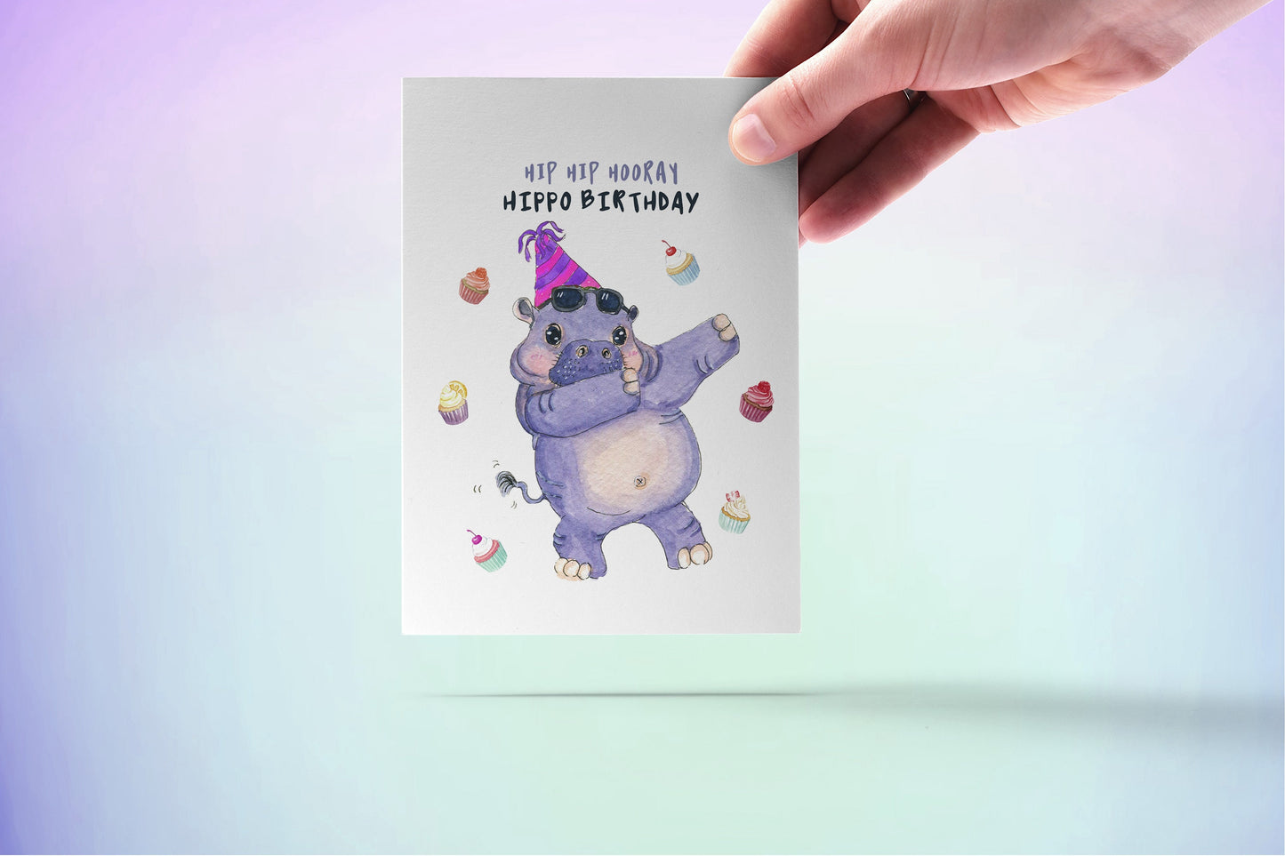 Hippo Dabbing Funny Birthday Card Hip Hip Hooray