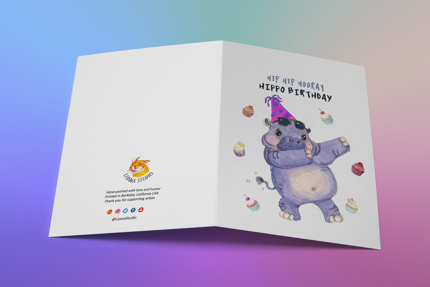 Hippo Dabbing Funny Birthday Card Hip Hip Hooray
