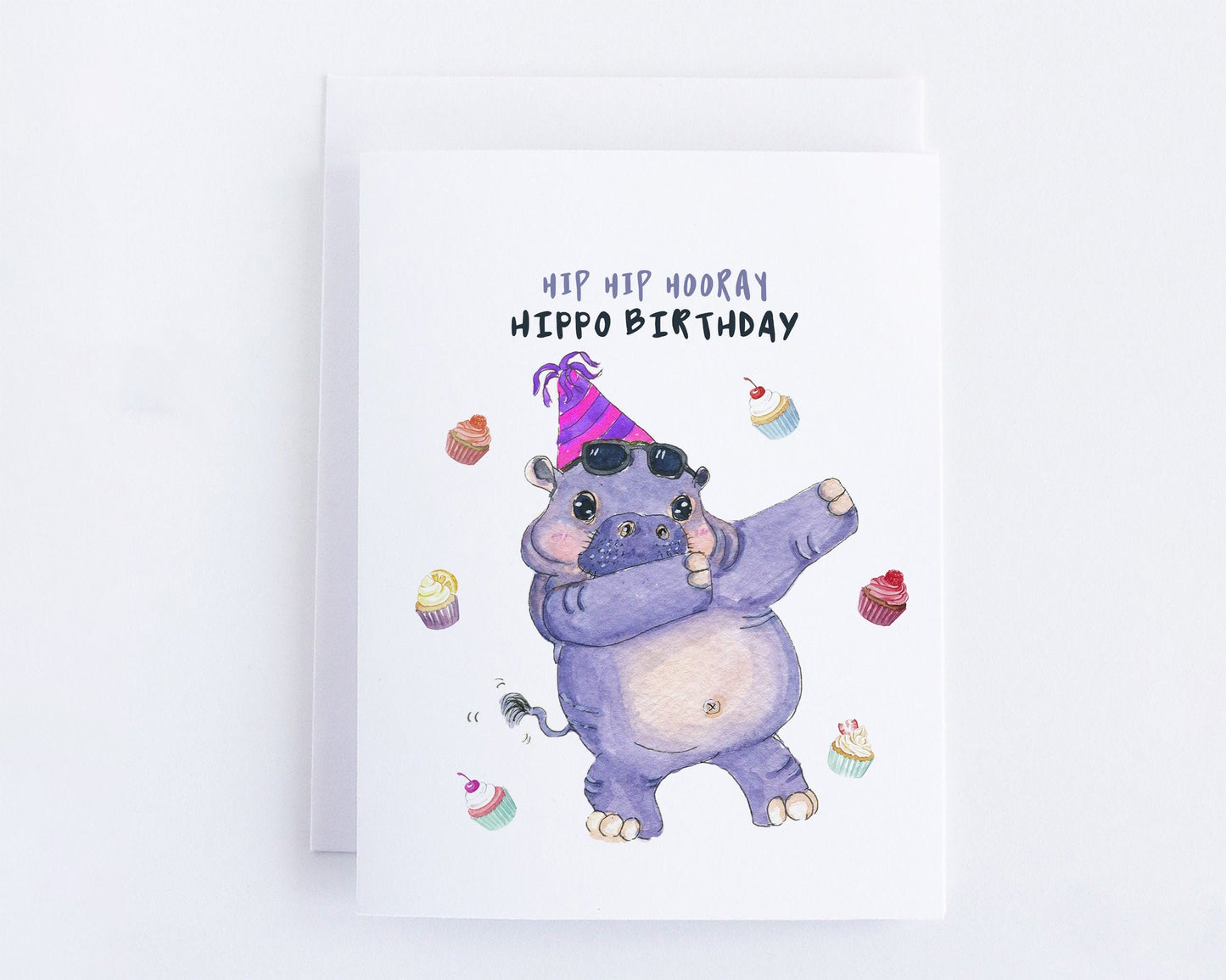 Hippo Dabbing Funny Birthday Card Hip Hip Hooray
