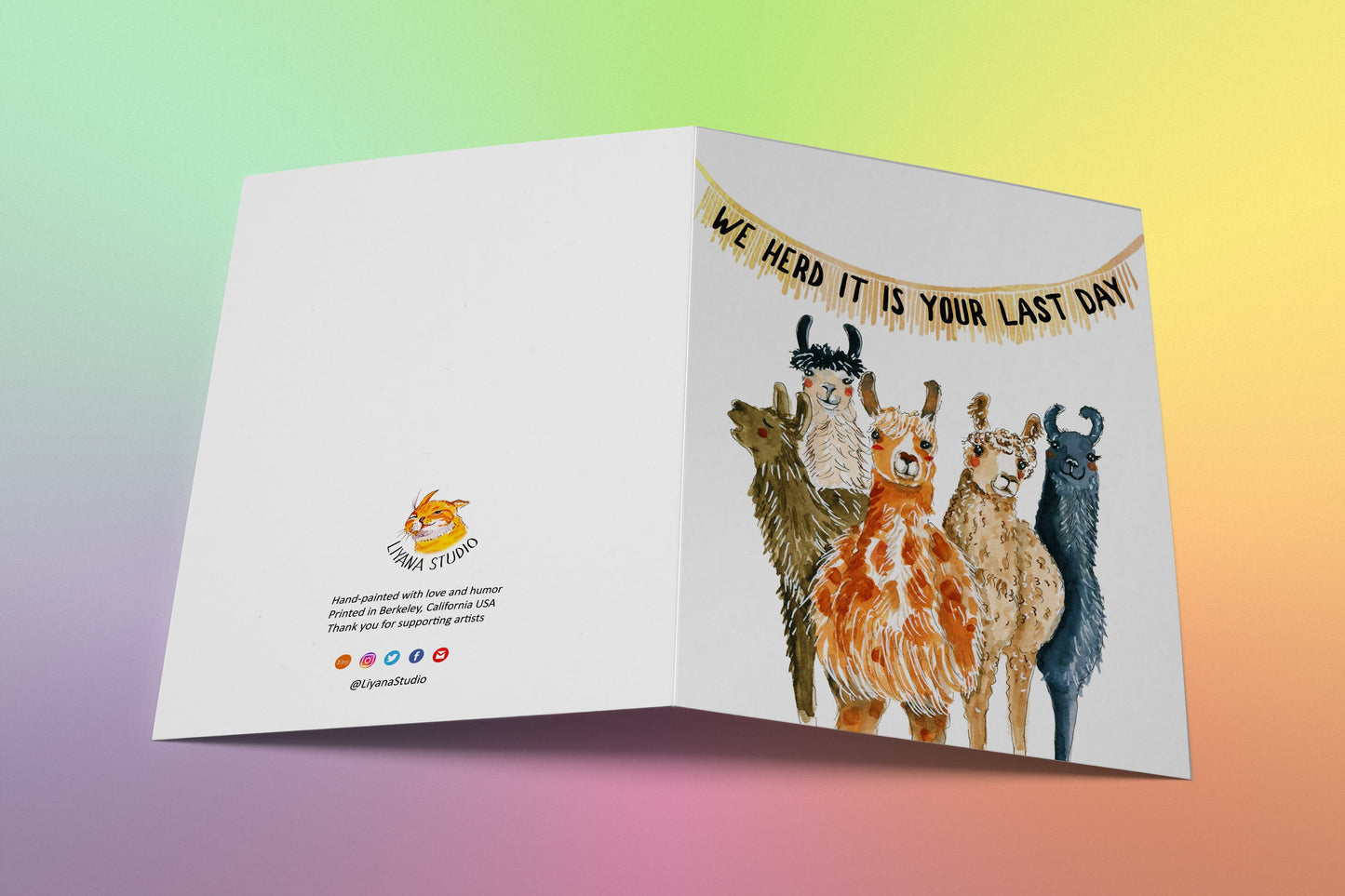 Funny Retirement Card For Coworker - Llama Herd It's Your Last Day