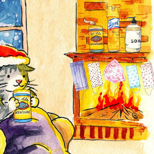 Quarantine Christmas Card Funny - Deck The Halls Cat Christmas Cards