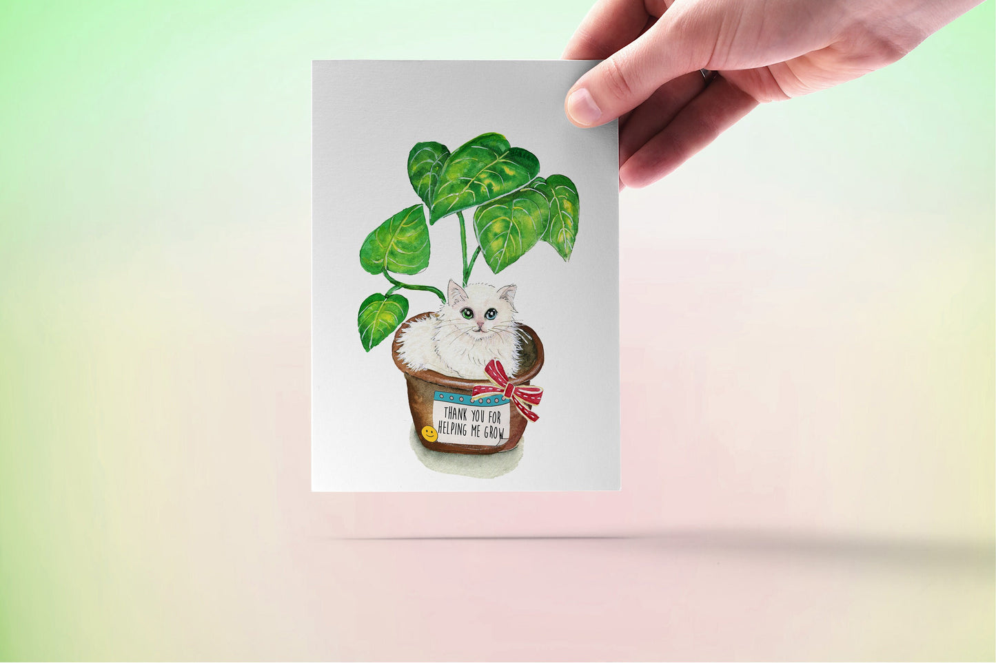 Funny Thank You Cards From Cat - Mentor Thank You For Helping Me Grow - Teacher Appreciation Cards
