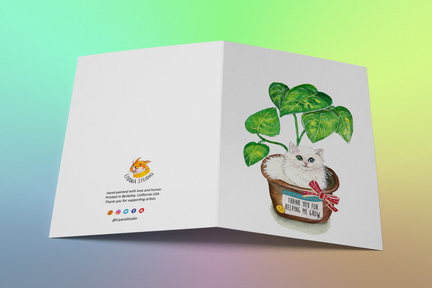 Funny Thank You Cards From Cat - Mentor Thank You For Helping Me Grow - Teacher Appreciation Cards