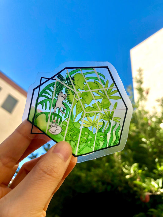 Transparent Stickers For Plant mom - Greenhouse Plant Stickers - Funny Cats Sticker
