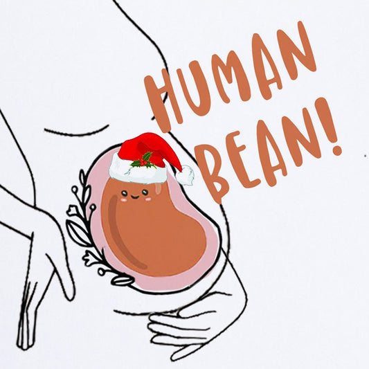 Pregnant Mom Christmas Card - Merry Xmas From Baby Human Bean