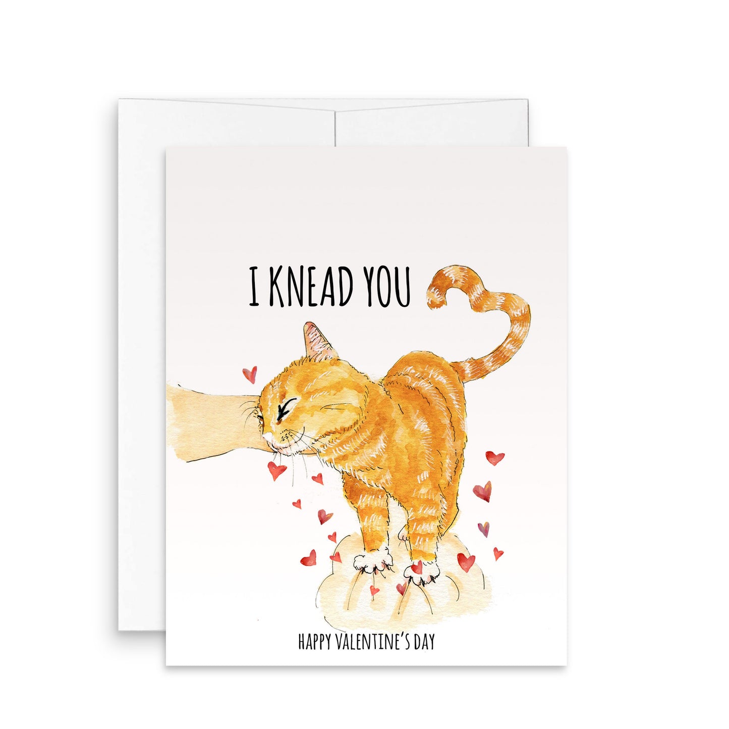 Funny Cat Valentines Card For Husband - Orange Cat Knead Your Love
