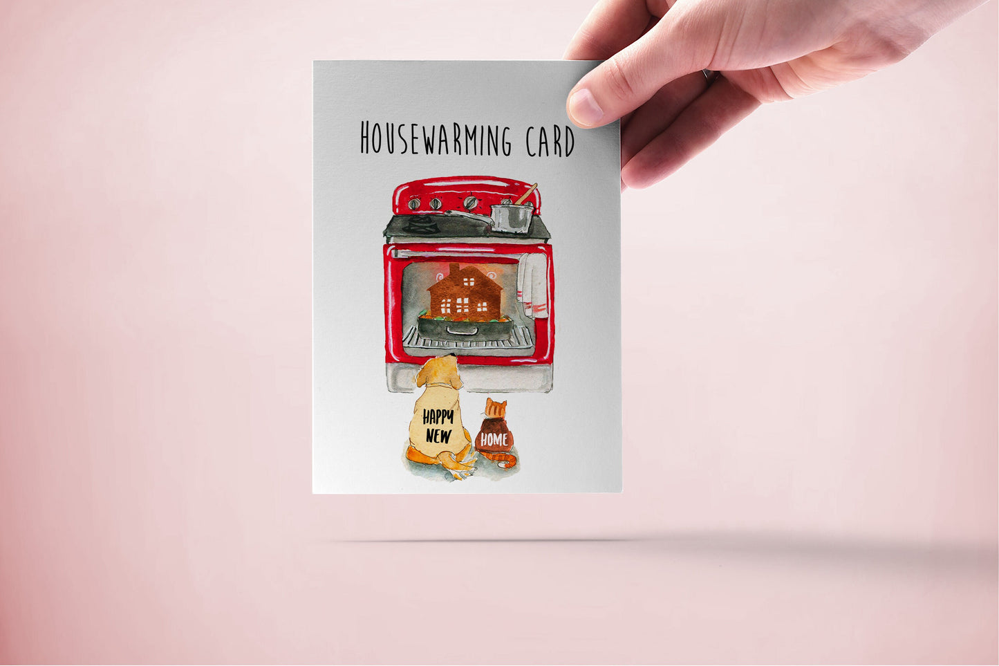 Funny Housewarming Card For Friend - Happy New Home Card - Cat Dog Oven Bake New House