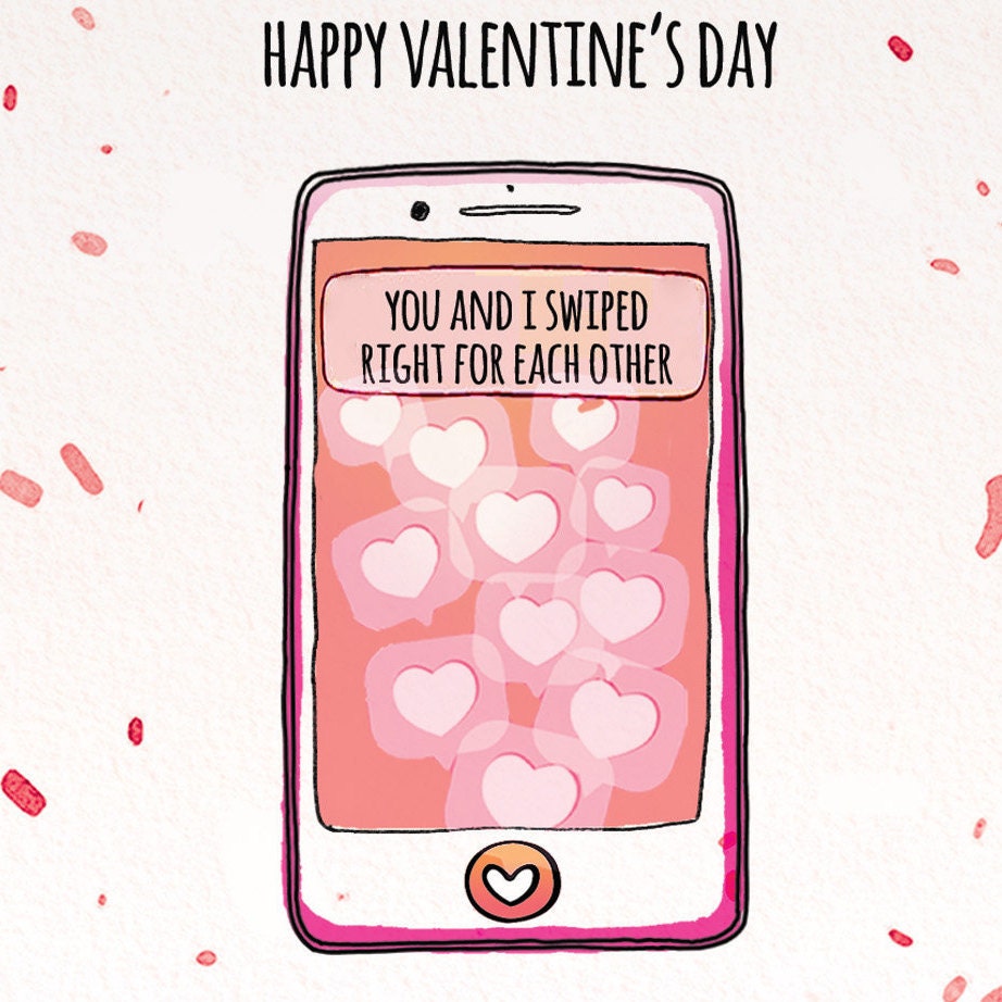 Funny Valentines Day Card For Boyfriend - Online Dating Card - Funny Anniversary Card For Boyfriend - It's A Match Swipe Right For You